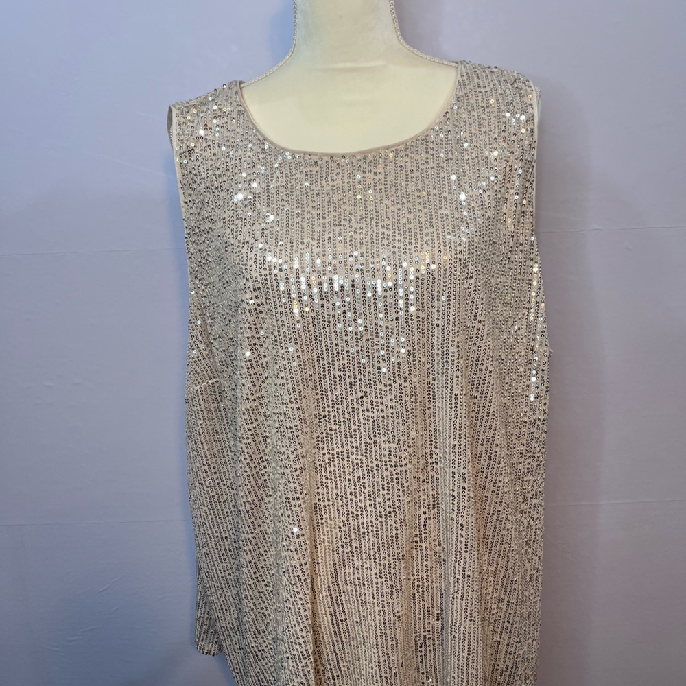 LC Lauren Conrad Ivory Sequin Sleeveless Blouse NWT Size 3X